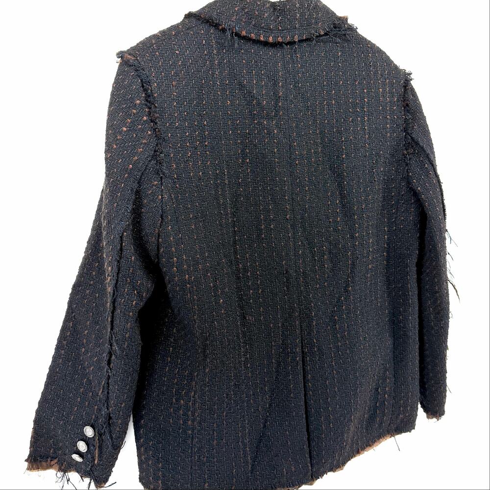 Distressed Tweed Blazer Charcoal Dark Academia Matin Kim Style OS Korean Style - Picture 3 of 8